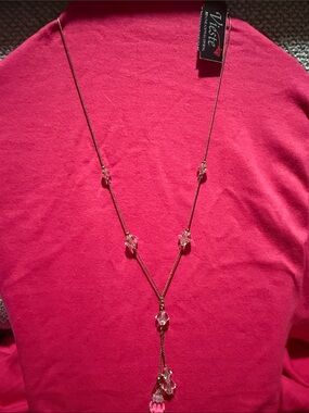 Vieste Gold-Tone Necklace with Clear Crystal Drops
